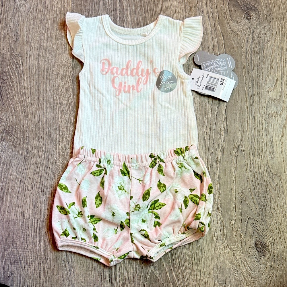 Baby Essentials Pink and Green Floral Diaper Cover